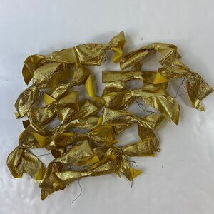 Homemade Gold Shiny Bow Craft Decorations Wire Edged Christmas Ribbon Set of 16
